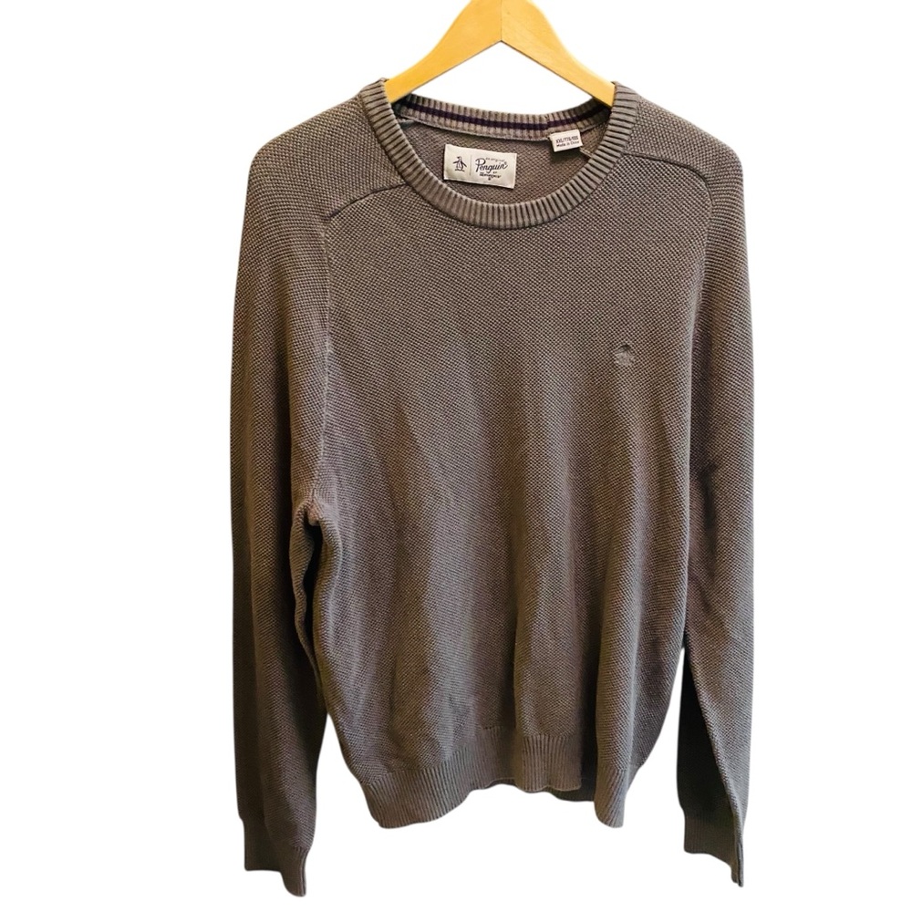 AN ORIGINAL PENGUIN Gray Waffle Knit Pullover